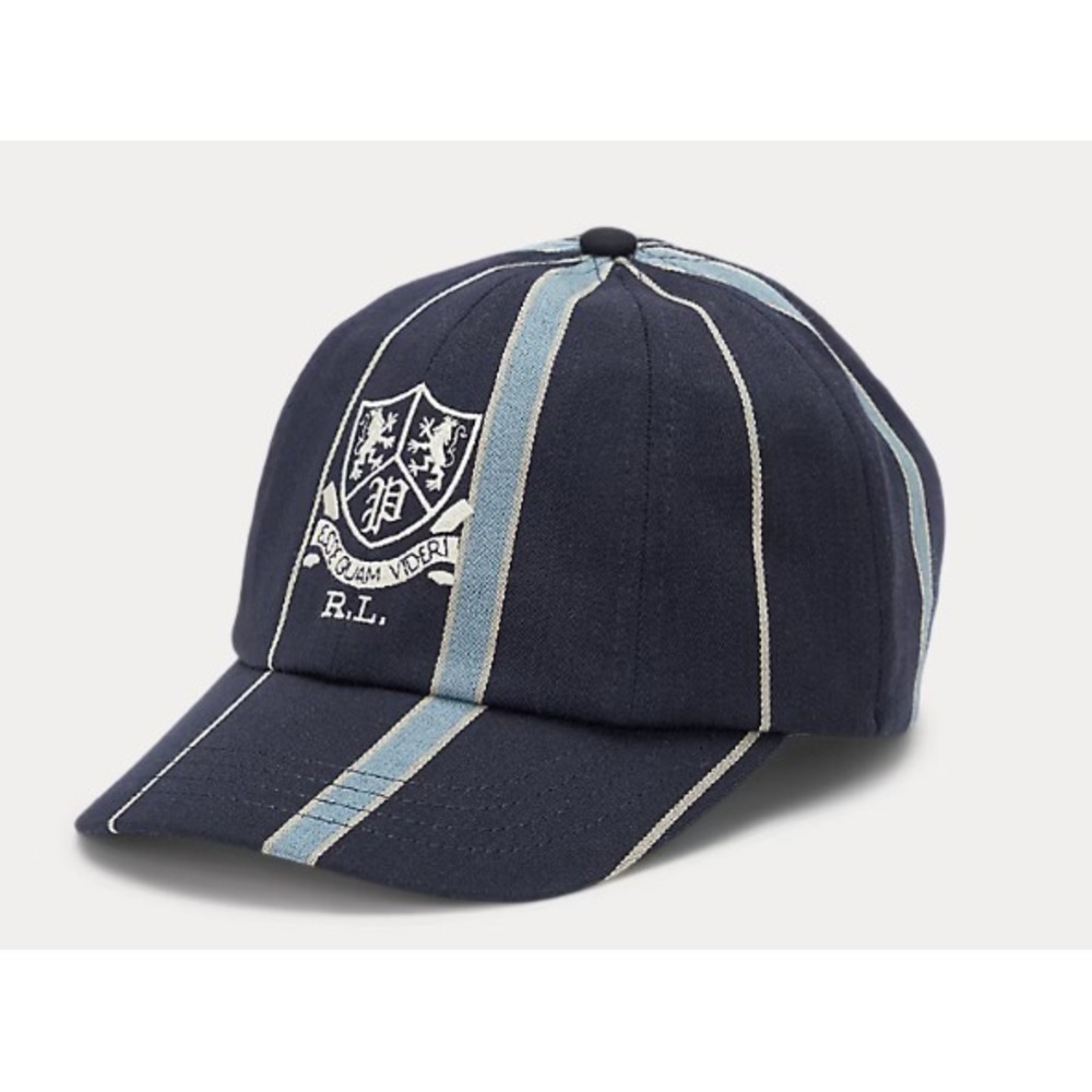 Polo Ralph Lauren Crest Striped Satin Cricket Cap Hat NWT L/XL Heraldic Lion